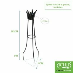 Achla Designs Gazing Globe Ball Stand, Spiked, 34 in. Tall Black Powder Coat Finish -Achla Designs Shop achla designs decorative garden stakes gbs 08 4f 1000