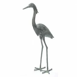 Achla Designs Stately Great Blue Heron, 43 in. Tall Blue-Grey Verdi Painted Finish