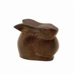 Achla Designs Cast Aluminum Small Moon Bunny Indoor Outdoor Statue, 3.75 in. Tall Antique Bronze Finish
