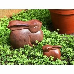 Achla Designs Cast Aluminum Small Moon Bunny Indoor Outdoor Statue, 3.75 in. Tall Antique Bronze Finish -Achla Designs Shop achla designs garden statues mnb 01 fa 1000