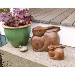Achla Designs Cast Aluminum Large Moon Bunny Indoor Outdoor Statue, 7 in. Tall Antique Bronze Finish -Achla Designs Shop achla designs garden statues mnb 02 1f 1000