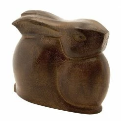 Achla Designs Cast Aluminum Large Moon Bunny Indoor Outdoor Statue, 7 in. Tall Antique Bronze Finish