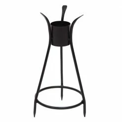 Achla Designs Trestle III Spiked Gazing Globe Ball Stand, 13.75 in. Tall Black Powder Coat Finish