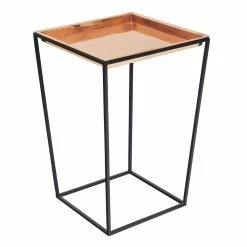 Achla Designs 22 in. Tall Black Powder Coat Steel Large Indoor/Outdoor Arne Plant Stand with Copper Tray