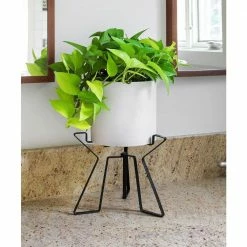Achla Designs 15 in. Tall Black Powder Coat Metal Simple Folding Tabletop and Floor Florence Plant Stand -Achla Designs Shop achla designs plant stands fb 63 1f 1000