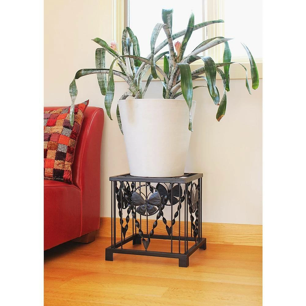 Achla Designs 16 in. Tall Black Powder Coat Iron Modern Indoor Outdoor Julia Butterfly Plant Stand 7 Achla Designs 16 in. Tall Black Powder Coat Iron Modern Indoor Outdoor Julia Butterfly Plant Stand - Image 5