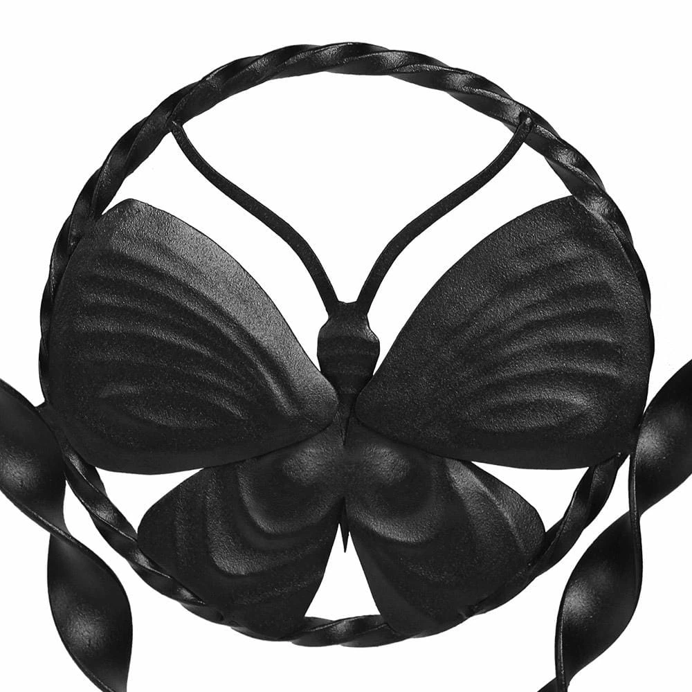 Achla Designs 16 in. Tall Black Powder Coat Iron Modern Indoor Outdoor Julia Butterfly Plant Stand 5 Achla Designs 16 in. Tall Black Powder Coat Iron Modern Indoor Outdoor Julia Butterfly Plant Stand - Image 3