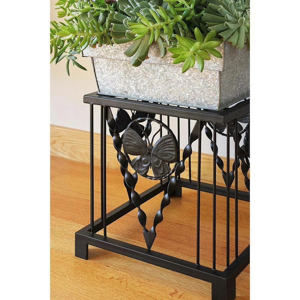 Achla Designs 16 in. Tall Black Powder Coat Iron Modern Indoor Outdoor Julia Butterfly Plant Stand 8 Achla Designs 16 in. Tall Black Powder Coat Iron Modern Indoor Outdoor Julia Butterfly Plant Stand - Image 6