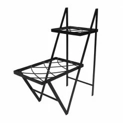 Achla Designs 30.5 in. Tall Black Powder Coat Iron Modern Indoor Outdoor Zig Zag Duet Plant Stand -Achla Designs Shop achla designs plant stands fb 66 1f 1000