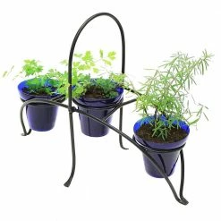 Achla Designs 16.75 in. Tall Graphite Powder Coat Iron Small Herb Caddy Plant Stand for Kitchen or Garden -Achla Designs Shop achla designs plant stands fc 01 4f 1000
