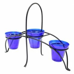 Achla Designs 16.75 in. Tall Graphite Powder Coat Iron Small Herb Caddy Plant Stand for Kitchen or Garden