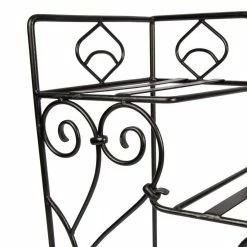Achla Designs 33 in. Tall Black Powder Coat Iron 3-Level Peacock Steps Plant Stand Right Rail -Achla Designs Shop achla designs plant stands fc 04r 1f 1000