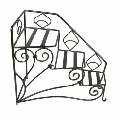 Achla Designs 33 in. Tall Black Powder Coat Iron 3-Level Peacock Steps Plant Stand Right Rail -Achla Designs Shop achla designs plant stands fc 04r 4f 1000