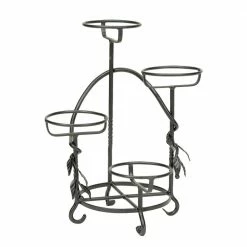 Achla Designs 18 in. Tall Graphite Powder Coat Iron Indoor/Outdoor Cascading Plant Stand for 4 Planters