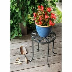 Achla Designs 14 in. Tall Graphite Powder Coat Iron Round Trivet Plant Stand -Achla Designs Shop achla designs plant stands vtt 01 1f 1000