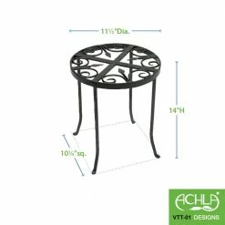 Achla Designs 14 in. Tall Graphite Powder Coat Iron Round Trivet Plant Stand -Achla Designs Shop achla designs plant stands vtt 01 4f 1000