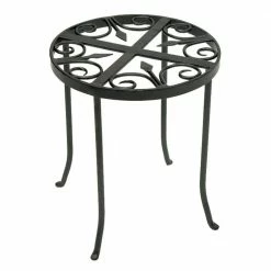 Achla Designs 14 in. Tall Graphite Powder Coat Iron Round Trivet Plant Stand