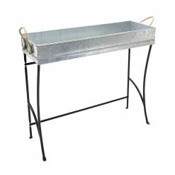 Achla Designs 27 in. Tall Black Powder Coat Iron Stylish Trestle Indoor/Outdoor Plant Stand