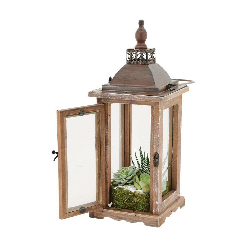 Arcadia Garden Products Bridle 8 in. x 12 in. Glass and Wood Lantern Terrarium 11 Arcadia Garden Products Bridle 8 in. x 12 in. Glass and Wood Lantern Terrarium - Image 9