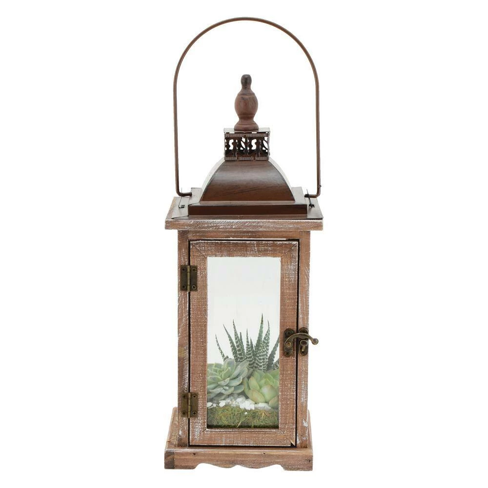 Arcadia Garden Products Bridle 8 in. x 12 in. Glass and Wood Lantern Terrarium 10 Arcadia Garden Products Bridle 8 in. x 12 in. Glass and Wood Lantern Terrarium - Image 8