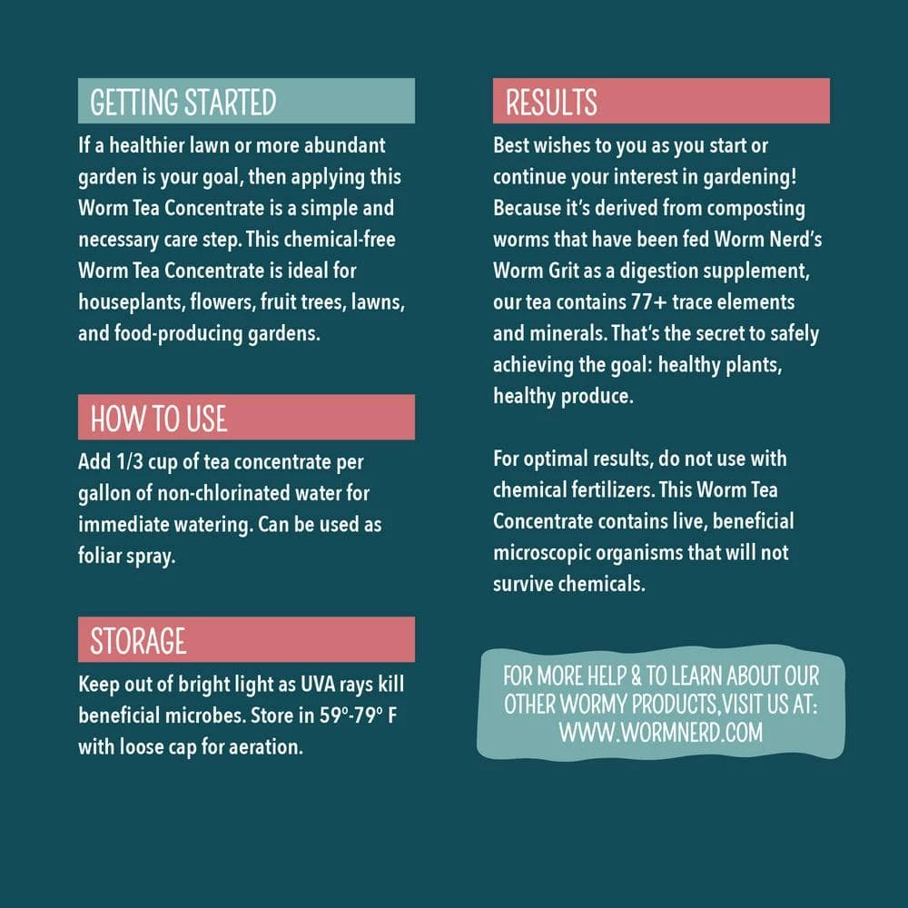 Arcadia Garden Products Worm Nerd 1 Gal. Worm Tea Concentrate 4 Arcadia Garden Products Worm Nerd 1 Gal. Worm Tea Concentrate - Image 2