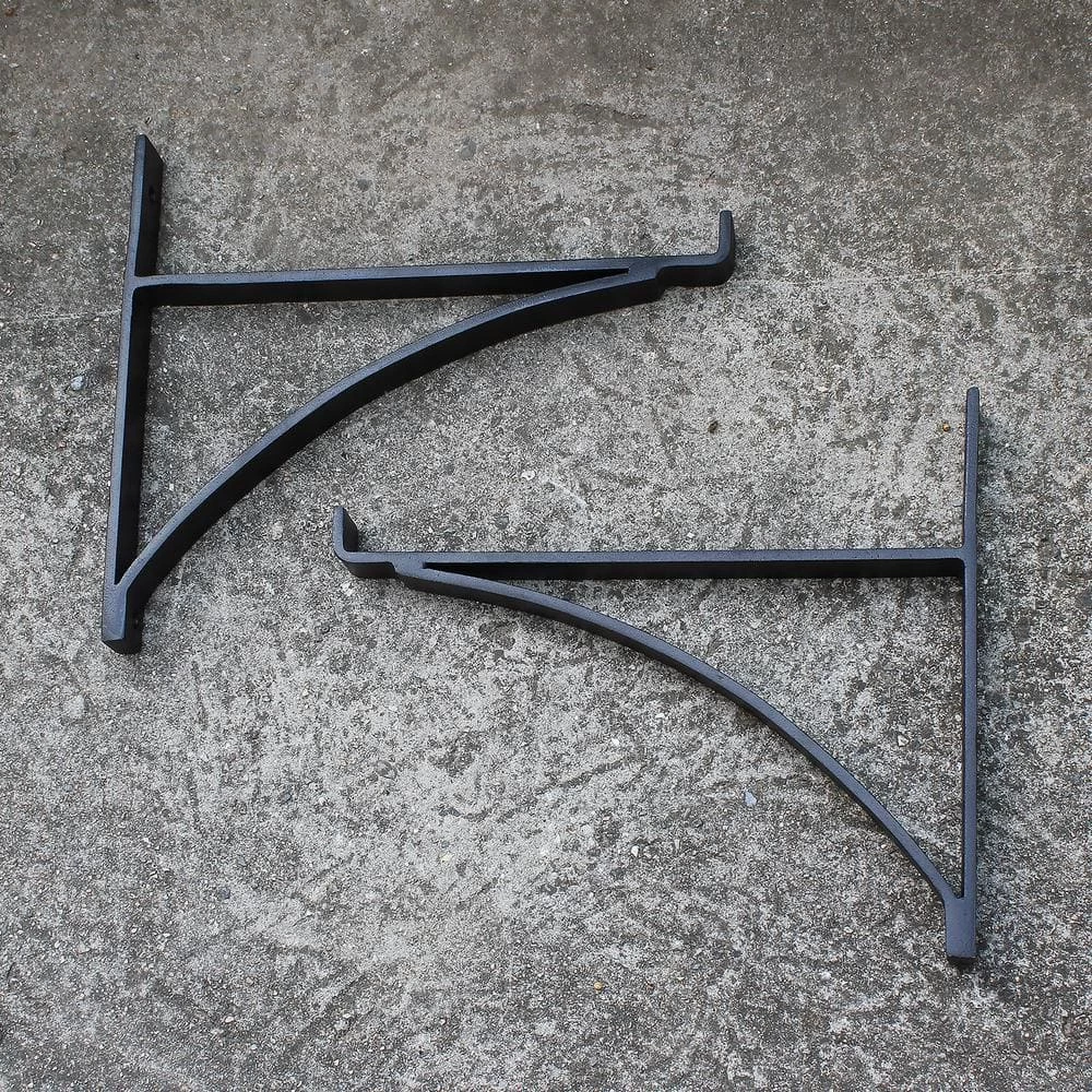 Achla Designs 12.5 in. Tall Black Powder Coat Rookwood Brackets for Shelf Mantle Flower Box (Set of 2) 6 Achla Designs 12.5 in. Tall Black Powder Coat Rookwood Brackets for Shelf Mantle Flower Box (Set of 2) - Image 4