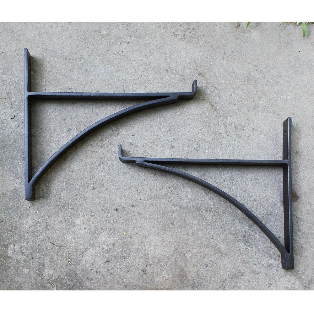 Achla Designs 12.5 in. Tall Black Powder Coat Rookwood Brackets for Shelf Mantle Flower Box (Set of 2) 5 Achla Designs 12.5 in. Tall Black Powder Coat Rookwood Brackets for Shelf Mantle Flower Box (Set of 2) - Image 3