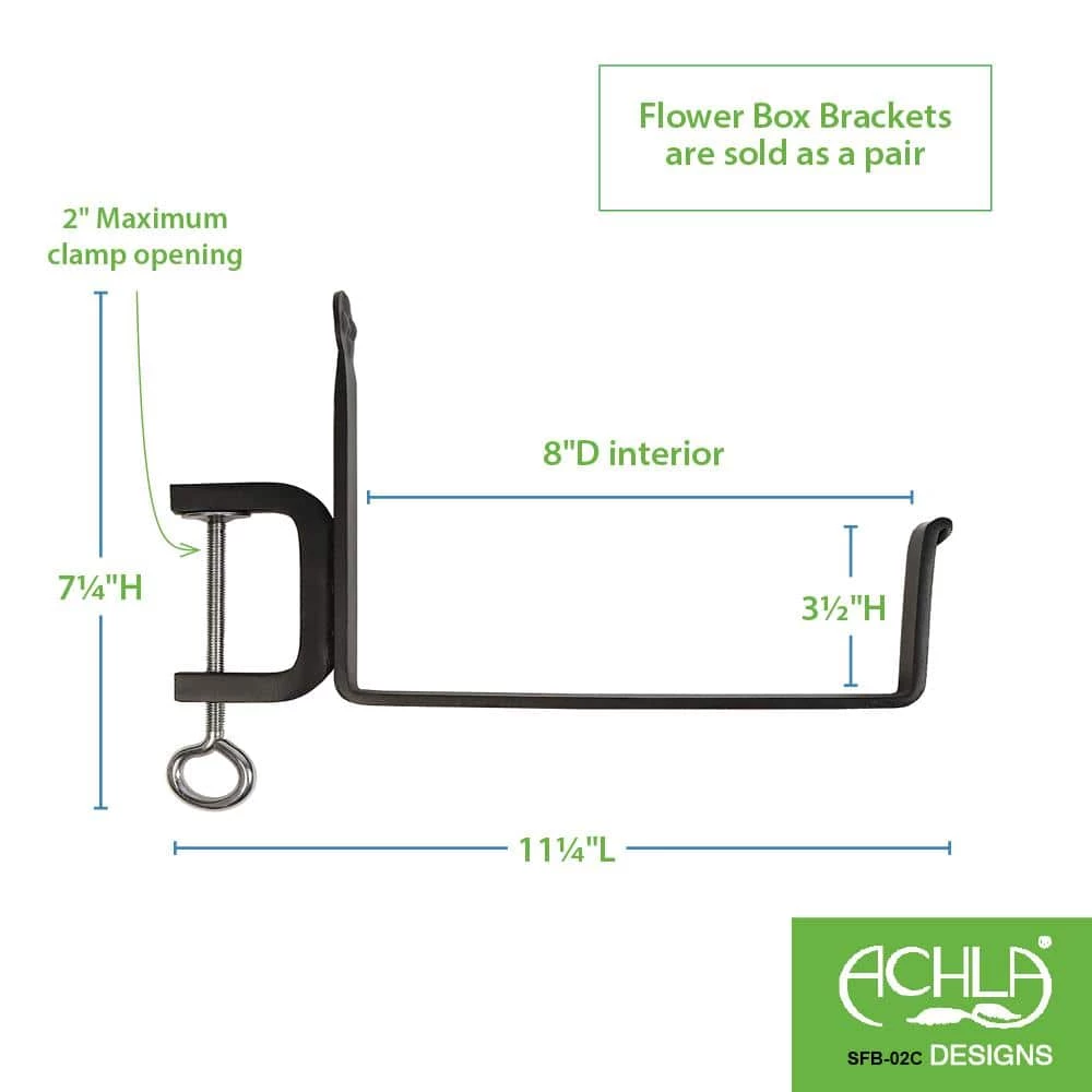 Achla Designs Clamp-On Wrought Iron Flower Box Brackets 5 Achla Designs Clamp-On Wrought Iron Flower Box Brackets - Image 3