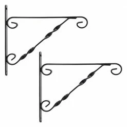 Arcadia Garden Products Hebron 12 in. Black Metal Alloy Plant Bracket (2-Pack)