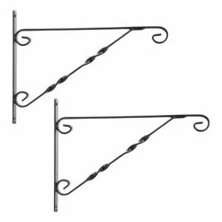 Arcadia Garden Products Hebron 16 in. Black Metal Alloy Plant Bracket (2-Pack)