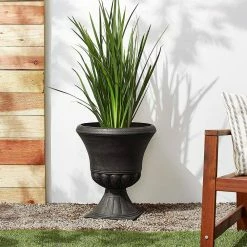 Arcadia Garden Products Hamilton 18 in. x 22 in. Black PSW Urn -Achla Designs Shop black arcadia garden products urn planters db51bk fa 1000