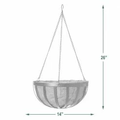 Arcadia Garden Products Solstice 14 in. Black Metal Coconut Hanging Basket -Achla Designs Shop black metal arcadia garden products hanging planters 1524 4f 1000