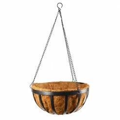 Arcadia Garden Products Solstice 20 in. Black Metal Coconut Hanging Basket