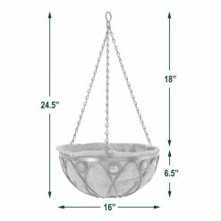 Arcadia Garden Products Emerald 16 in. Black Metal Coconut Hanging Basket 8 Arcadia Garden Products Emerald 16 in. Black Metal Coconut Hanging Basket -Achla Designs Shop black metal arcadia garden products hanging planters cb02 4f 1000