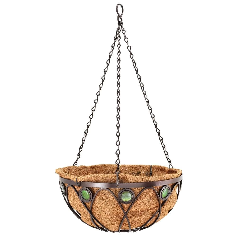 Arcadia Garden Products Emerald 16 in. Black Metal Coconut Hanging Basket 3 Arcadia Garden Products Emerald 16 in. Black Metal Coconut Hanging Basket