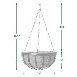 Arcadia Garden Products Solstice 12 in. Black Metal Coconut Hanging Basket -Achla Designs Shop black metal arcadia garden products hanging planters cb42 4f 1000