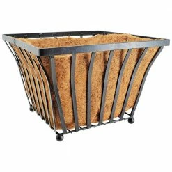 Arcadia Garden Products Solstice 18 in. Square Black Metal Coconut Planter