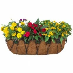 Arcadia Garden Products Emerald 36 in. Black Metal Coconut Wall Trough Planter -Achla Designs Shop black metal arcadia garden products wall planters cb07 44 1000