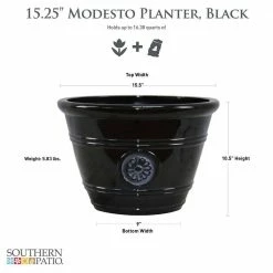 Southern Patio Modesto Large 15.25 in. x 10.5 in. Black Resin Composite Planter 14 Southern Patio Modesto Large 15.25 in. x 10.5 in. Black Resin Composite Planter -Achla Designs Shop black southern patio plant pots cmx 047537 40 1000