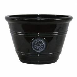 Southern Patio Modesto Large 15.25 in. x 10.5 in. Black Resin Composite Planter
