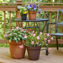 Southern Patio Graff Large 20 in. x 17 in. Black Resin Planter with Saucer -Achla Designs Shop black southern patio plant pots ga2008bk 1d 1000