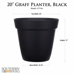 Southern Patio Graff Large 20 in. x 17 in. Black Resin Planter with Saucer -Achla Designs Shop black southern patio plant pots ga2008bk 40 1000