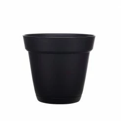 Southern Patio Graff Large 20 in. x 17 in. Black Resin Planter with Saucer