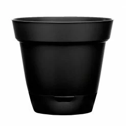 Southern Patio Graff Large 15.9 in. x 14.2 in. Black Resin Self-Watering Planter