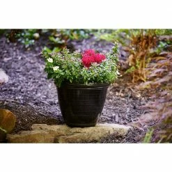 Southern Patio Derby Large 15 in. x 12 in. Black High-Density Resin Planter -Achla Designs Shop black southern patio plant pots hdr 088745 77 1000