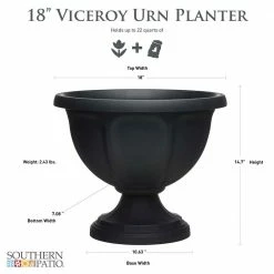 Southern Patio Viceroy Large 18 in. Black High-Density Resin Urn Planter -Achla Designs Shop black southern patio urn planters hdr 081685 40 1000
