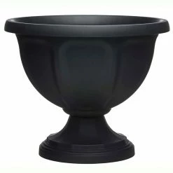 Southern Patio Viceroy Large 18 in. Black High-Density Resin Urn Planter