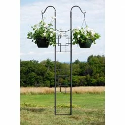 Achla Designs Square-On-Squares Modern Double Pole Garden Trellis, 83.5 in. Tall Graphite Powder Coat Finish 11 Achla Designs Square-On-Squares Modern Double Pole Garden Trellis, 83.5 in. Tall Graphite Powder Coat Finish -Achla Designs Shop blacks achla designs garden trellises ft 26 44 1000