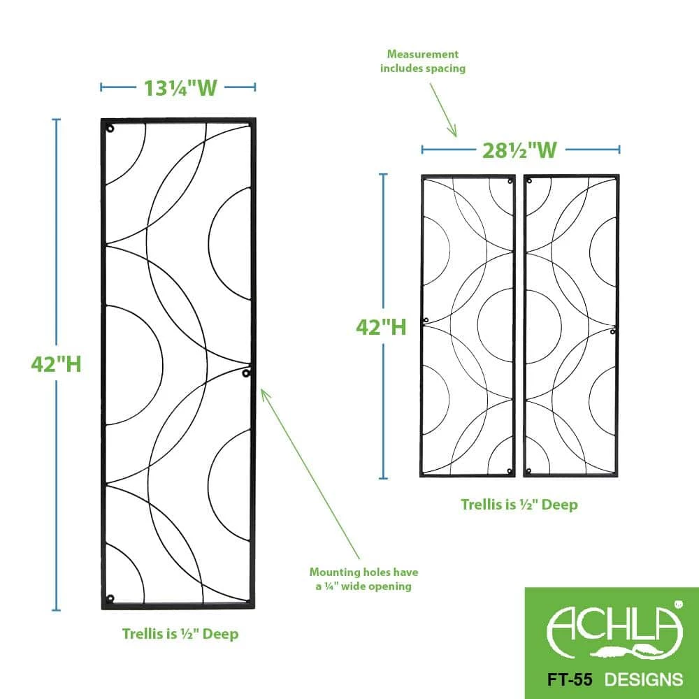 Achla Designs Traditional Corona Decorative Garden Trellis of 2-Pieces, 42 in. Tall Black Powder Coat Finish 4 Achla Designs Traditional Corona Decorative Garden Trellis of 2-Pieces, 42 in. Tall Black Powder Coat Finish - Image 2