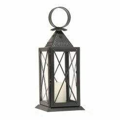 Achla Designs Indoor Outdoor Raleigh Tavern Lantern, 14.5 in. Tall Black Powder Coat Finish
